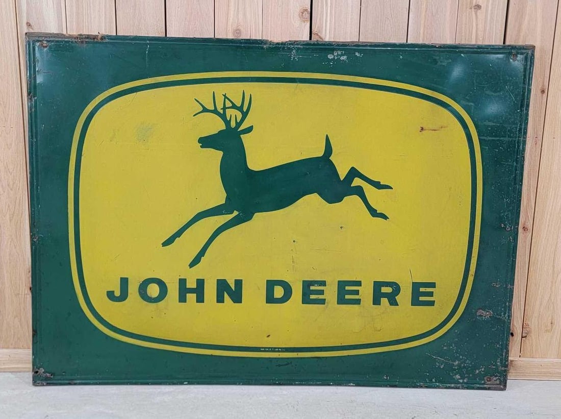John Deere 4-Legged Logo Bubble Reflective Metal Sign (TAC) (1 of 5)