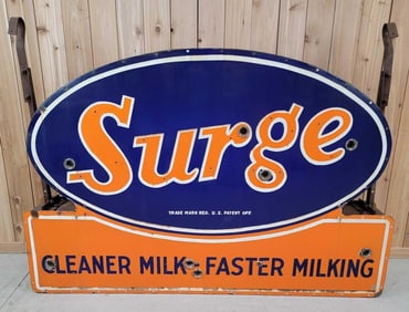 Surge "Cleaner Milk-Faster Milking" Porcelain Neon Sign (TAC)