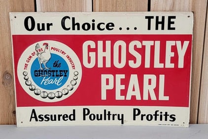 Ghostley Pearl "Assured Poulty Profits" w/Logo Metal Sign (TAC)