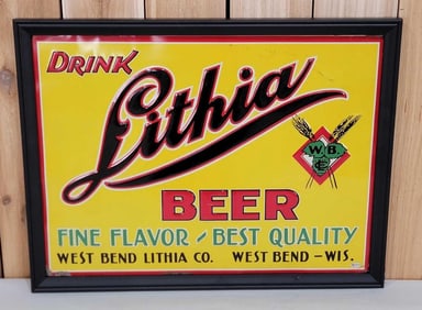 Drink Lithia Beer w/Logo Metal Sign (TAC)