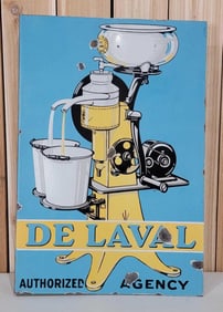 De Laval Local Agency w/Cream Separator Porcelain Flange Sign (TAC)