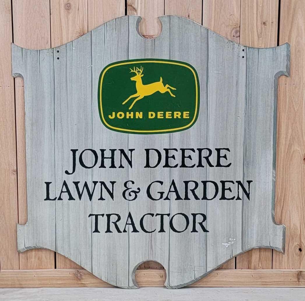 John Deere w/4-Leg Logo Lawn & Garden Tractor Metal Sign (TAC) (1 of 8)