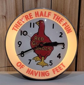 Red Goose Shoes w/Logo Lighted Clock