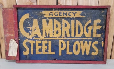 Agency Cambridge Steel Plows Smaltz Painted Wood Sign (TAC)