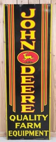 Rare John Deere w/4-Leg Deer Logo Quality Farm Equipment Porcelain Sign (TAC)