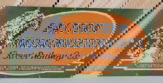 Eastern Massachusetts Street Railway w/Logo Metal Sign (TAC)