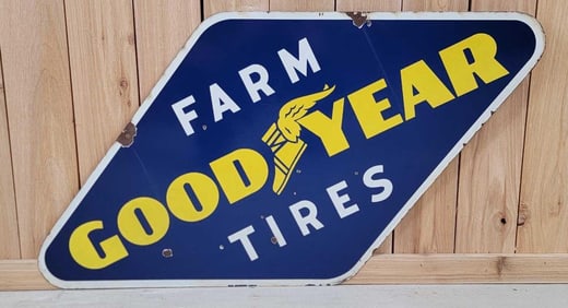 Goodyear Farm Tires w/Logo Porcelain Sign (TAC)