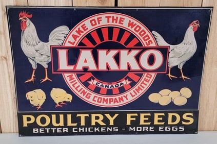 Lakko Poultry Feeds w/Image Metal Sign (TAC)
