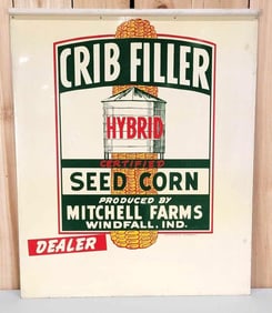 Crib Filler Hybrid Seed Corn Dealer w/Image Metal Sign (TAC)