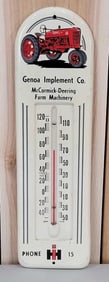 McCormick-Deering Farm Machinery w/Tractor Metal Thermometer (TAC)