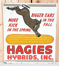 Hagies Hybrids w/Mule & Corn Logo Metal Sign (TAC)
