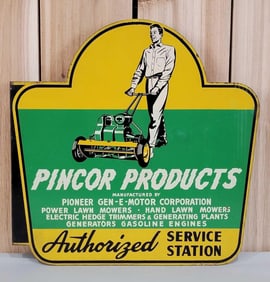 Pincor Products w/Lawn Mower Image Metal Flange Sign (TAC)