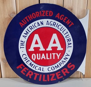 AA Quality Fertilizers w/Logo Porcelain Flange Sign (TAC)
