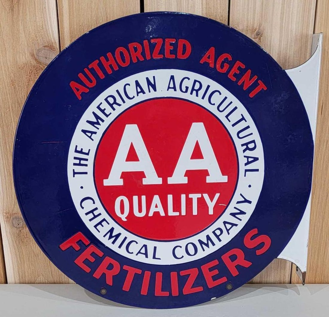 AA Quality Fertilizers w/Logo Porcelain Flange Sign (TAC) (1 of 9)
