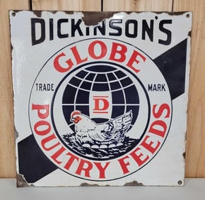 Dickinson's Globe Poultry Feeds Porcelain Sign (TAC)