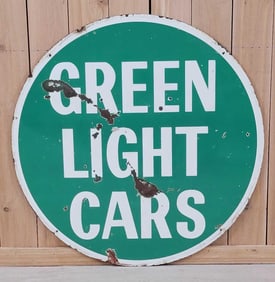 (Edsel) Green Light Cars Porcelain Sign (TAC)