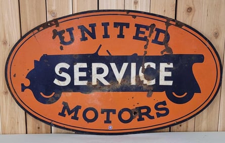 United Motor Service w/Logo Porcelain Sign (TAC)