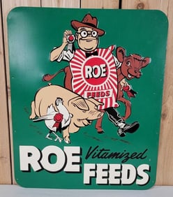 Roe Vitamized Feeds w/Image Metal Sign (TAC)
