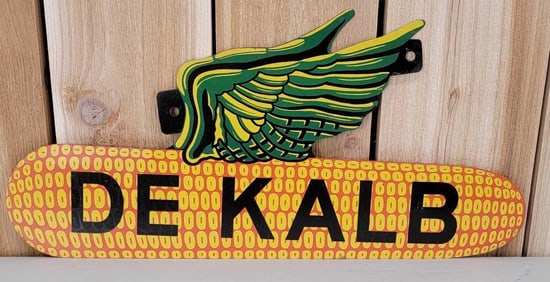 Rare De Kalb Winged Ear Logo Metal Sign (TAC)