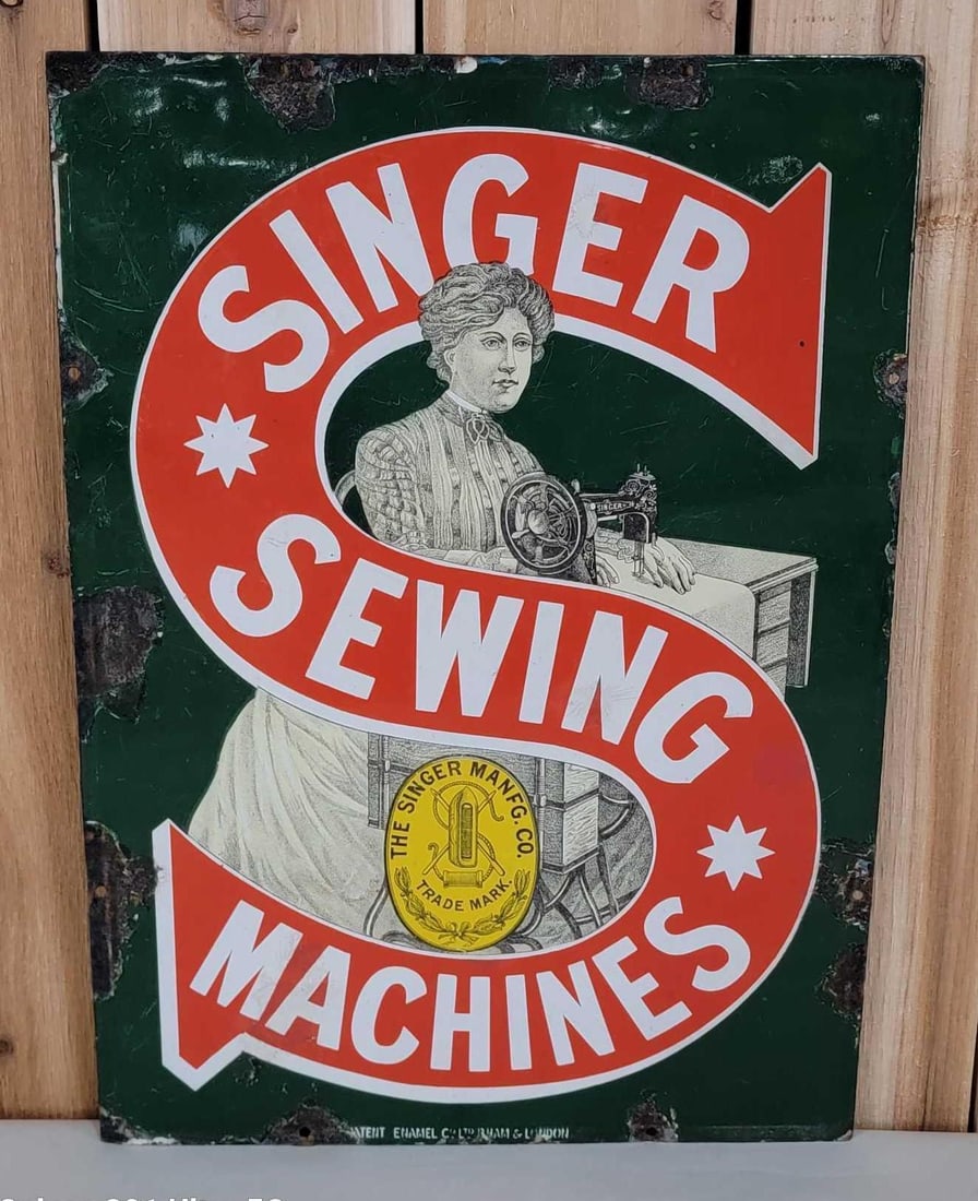 Singer Sewing Machines w/Image Porcelain Sign (TAC) (1 of 5)