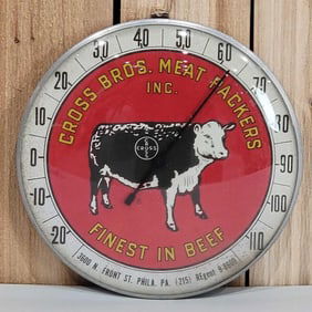 Cross Bros. Meat Packers "Finest in Beef" Round Thermometer
