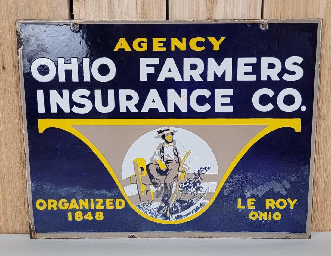 Ohio Farmers Insurance Co. w/Amish Image Porcelain Sign (TAC) (1 of 7)