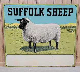 Large Suffolk Sheep w/Image Metal Sign (TAC)