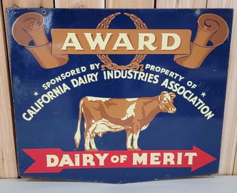 California Dairy Award of Merit w/Logo Porcelain Sign (TAC)