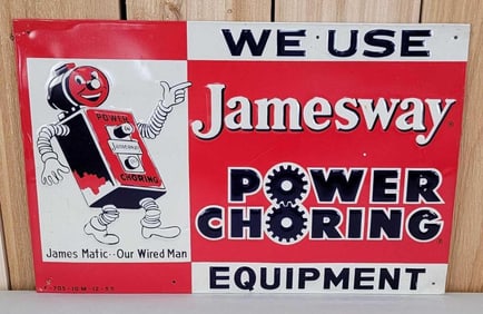We Use Jamesway Power Choring Equipment w/Image Metal Sign (TAC)