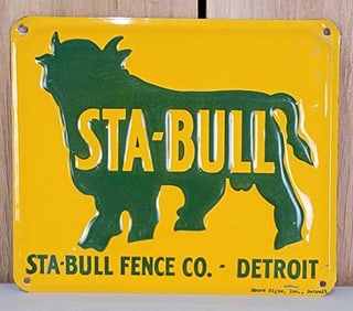 Sta-Bull Fence Co. w/Image Metal Sign (TAC)