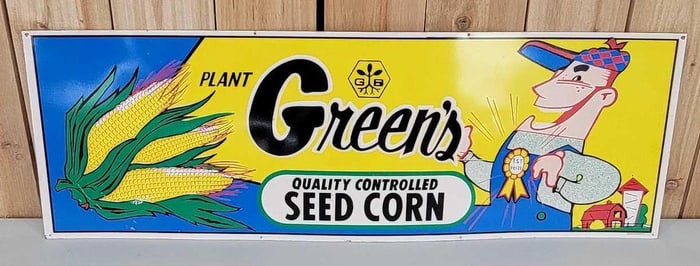 Plant Green's Seed Corn w/Image Metal Sign (TAC)