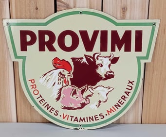 Provimi w/Cow, Pig, Sheep & Chicken Images Porcelain Sign (TAC)