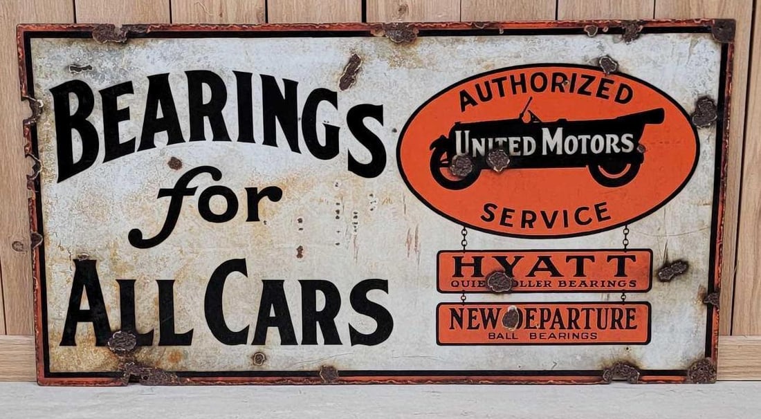 United Motor Service "Bearings for All Cars" Porcelain Sign (TAC) (1 of 7)