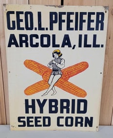 Geo.L.Pfeifer Arcola Hybrid Seed Corn w/Logo Metal Sign (TAC)