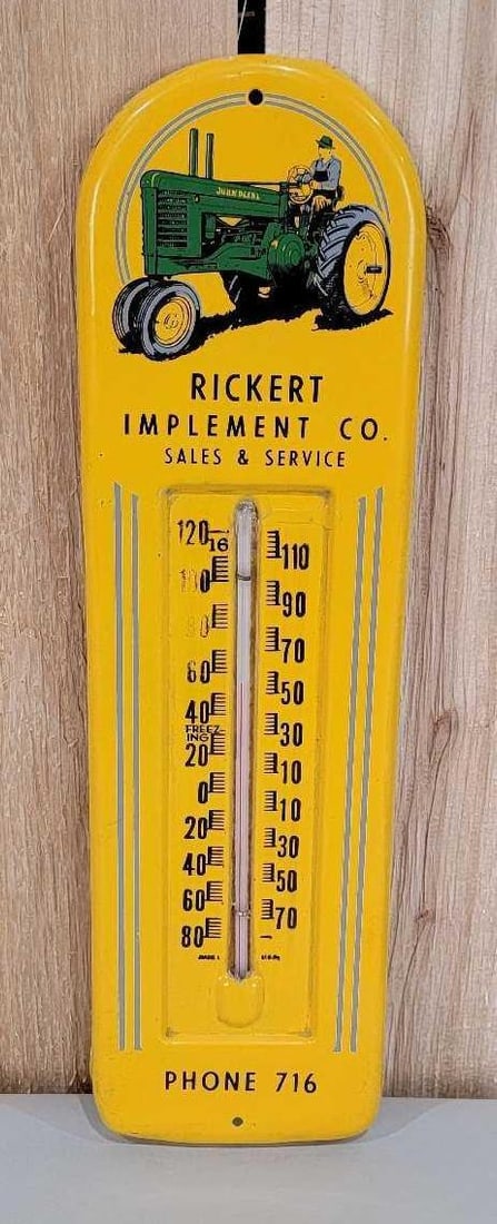 Ricket Implement Sales & Service w/John Deere A Metal Thermometer (TAC) (1 of 4)