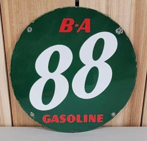 B&A Gasoline 88 Porcelain Pump Sign (TAC)