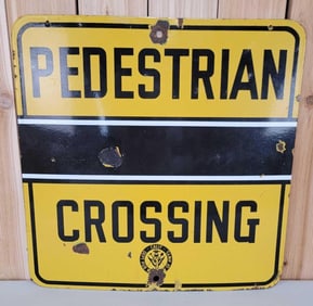California Highway Dept. Pedestrian Crossing Porcelain Sign (TAC)