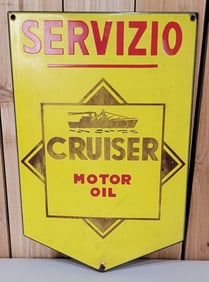 Cruiser Motor Oil w/Logo Servizio (Service) Porcelain Sign (TAC)