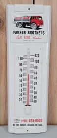 Parker Bros. Milk Haulers w/Truck Image Metal Thermometer (TAC)