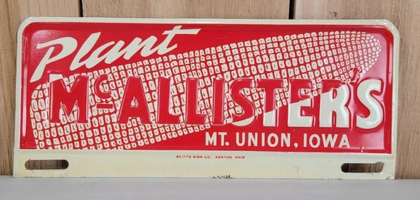 Plant McAllister's w/Ear of Corn Metal License Plate Attachment