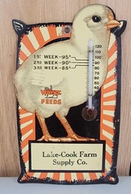 Wayne Feeds w/Chick Diecut Metal Thermometer (TAC)
