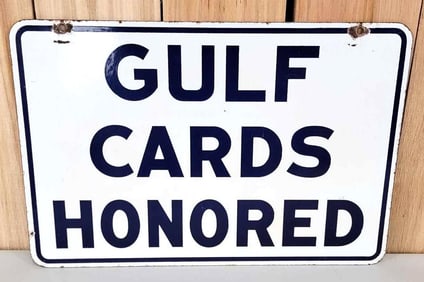 Gulf Cards Honored Porcelain Sign (TAC)