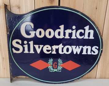 Goodrich Silvertowns w/Logo Porcelain Flange Sign (TAC)