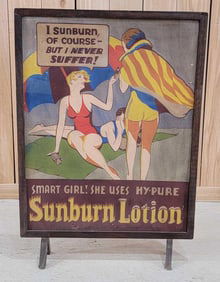 Smart Girls! She Uses Hy-Pure Sunburn Lotion Cardboard Sign in Stand