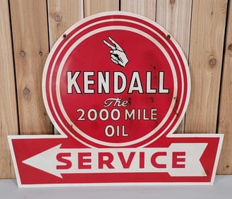 Kendall Motor Oil w/Arrow Metal Sign (TAC)