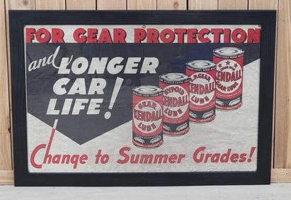 Kendall Gear Lube "for Gear Protection" Cloth Banner Framed