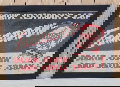 Kendall "The 2000 Mile Oil" w/Can Cloth Banner Framed