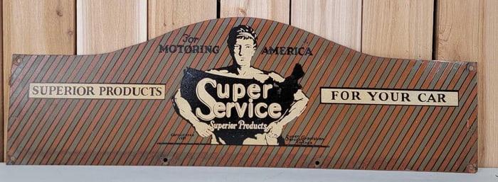 1927 For Motoring America Super Service Superior Products Metal Sign (TAC)