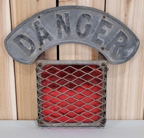 Cast Iron "Danger" Sign w/Red Reflector