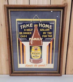 Chief Oshkosh Bottled Picnic Beer w/Bottle Cardboard Sign